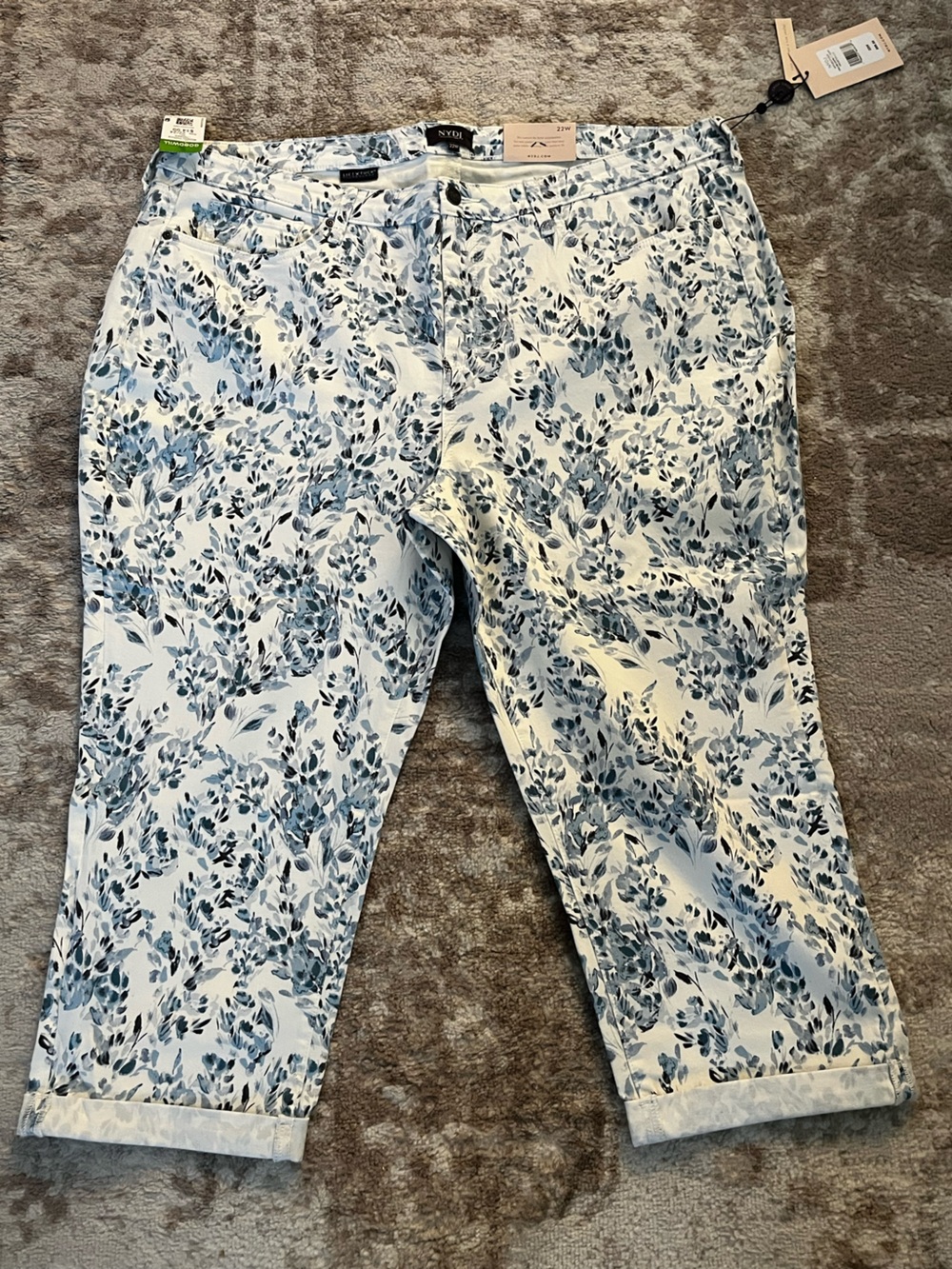 NYDJ Women’s Blue Floral Print Chino Pants NWT